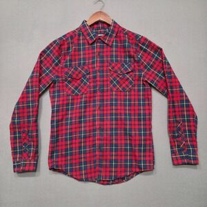 Carbon Men's Red Plaid Long Sleeve Button Up Flannel Size Small